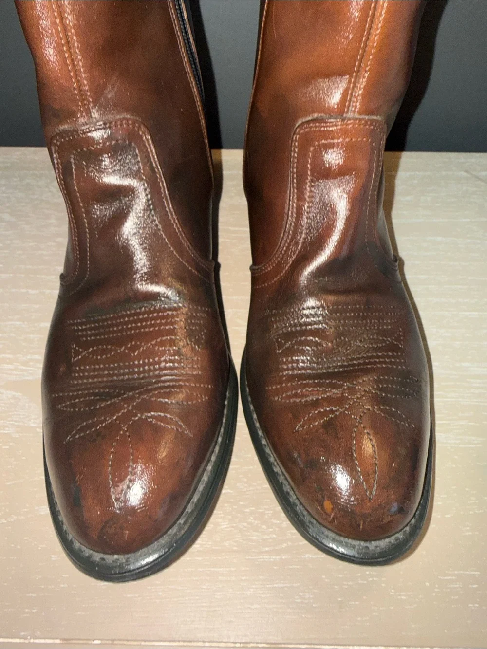Men's Leather Ankle Boot Size 10.5 Dark Brown Boots With 7.5